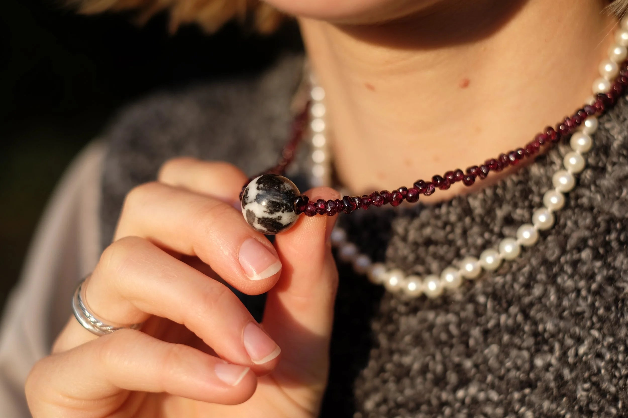 Granat und Zebra Jaspis